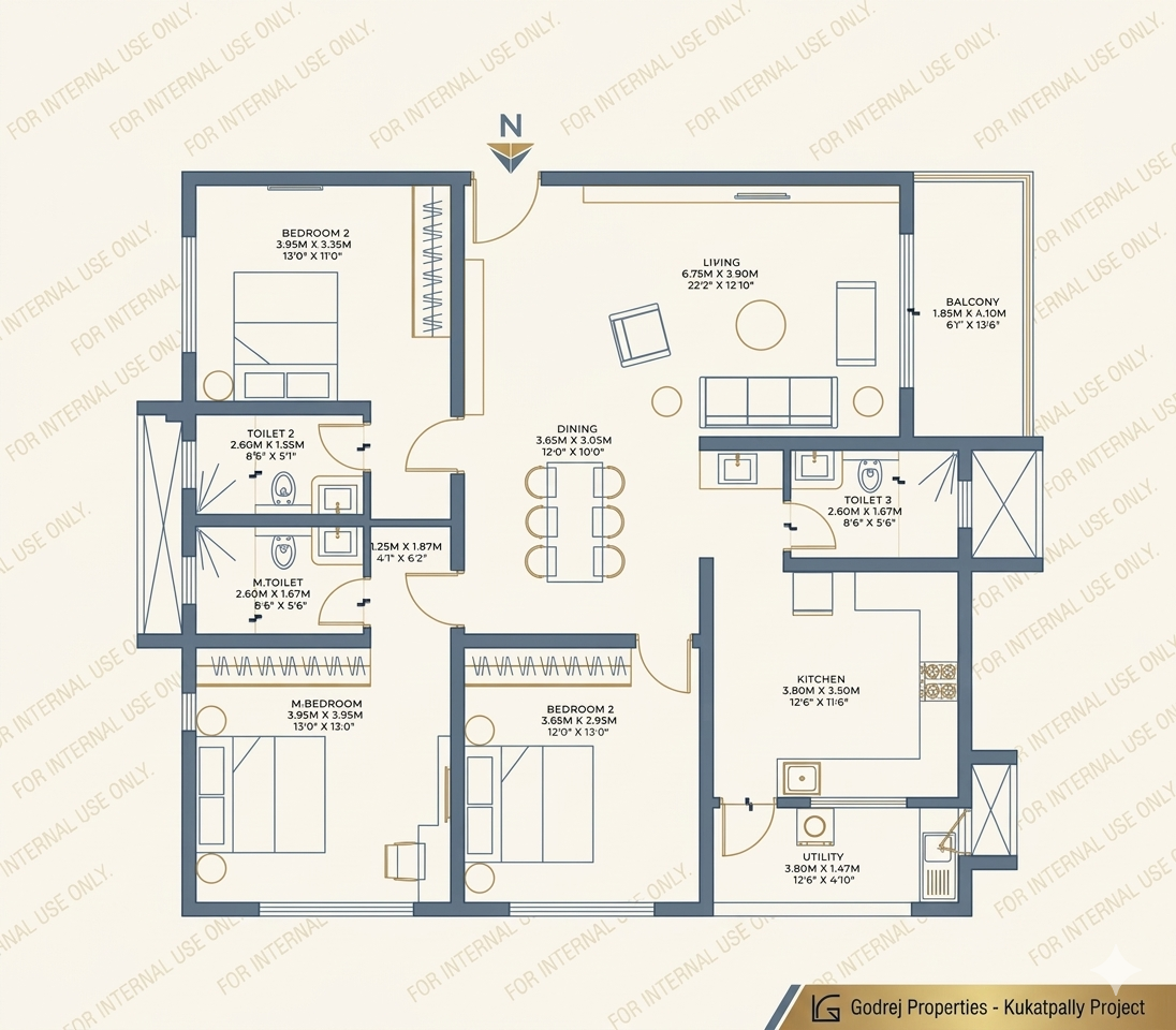 Godrej Kukatpally 3 BHK Luxe Layout 1