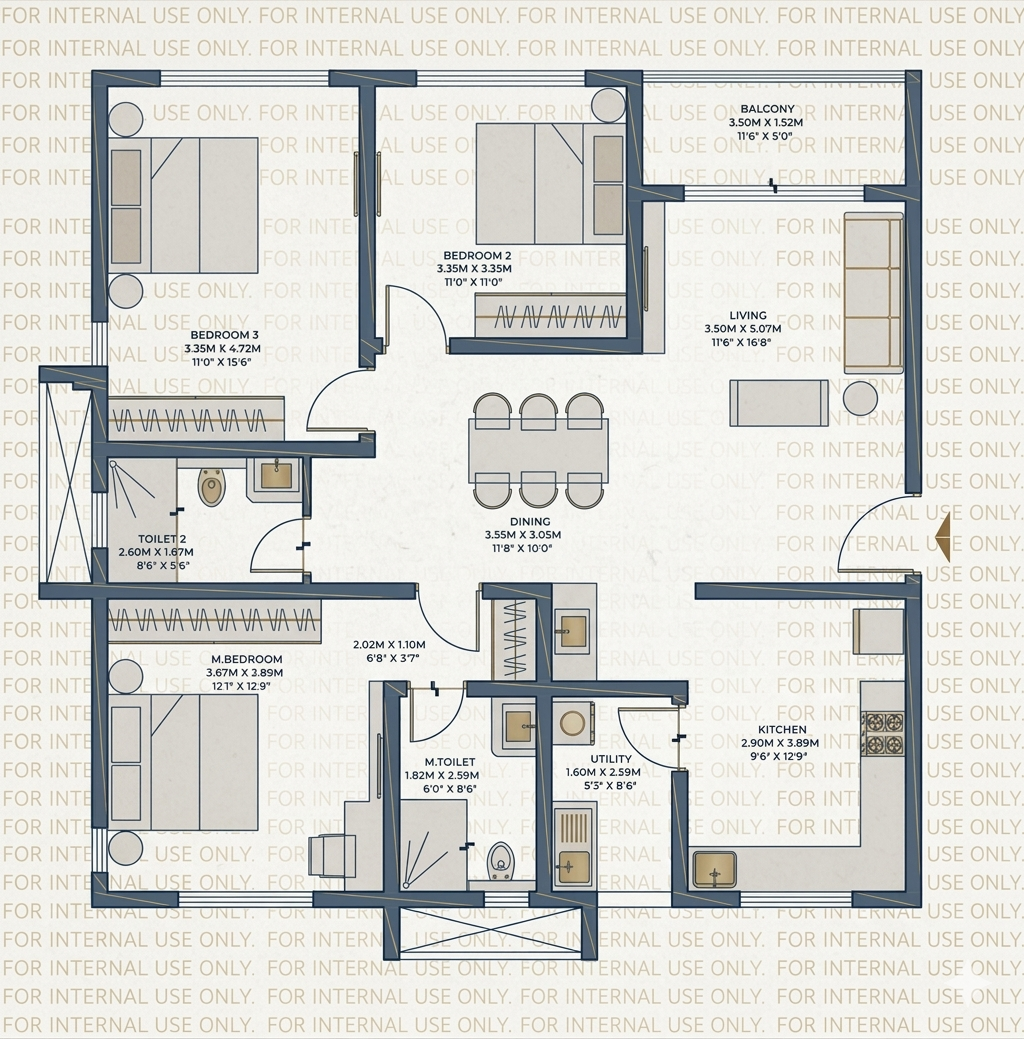 Godrej Kukatpally 3 BHK Premium Floor Plan